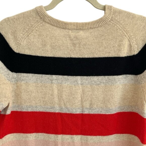 Halogen Womens 100% Cashmere Multicolor Striped Crew Neck Sweater M P Preppy - Picture 6 of 11
